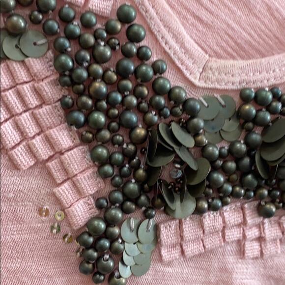 Talbots S pink beaded Short sleeve top - Picture 2 of 5